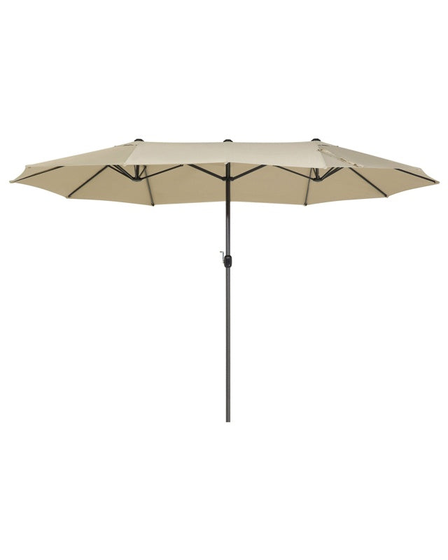 Garden Sun Parasol Beige Fabric Aluminium 247 cm Weather Resistant Beliani