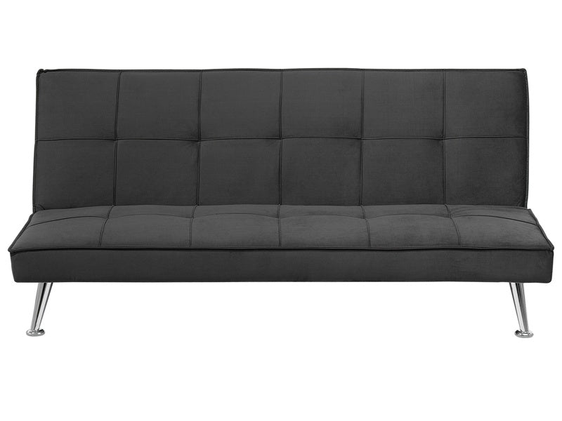 Fabric Sofa Bed Grey 3-Seater Quilted Upholstery Click-Clack Guest Bed Armless Beliani