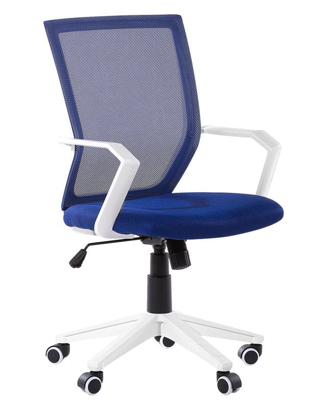 Office Chair Blue Mesh White Frame Swivel Adjustable Beliani