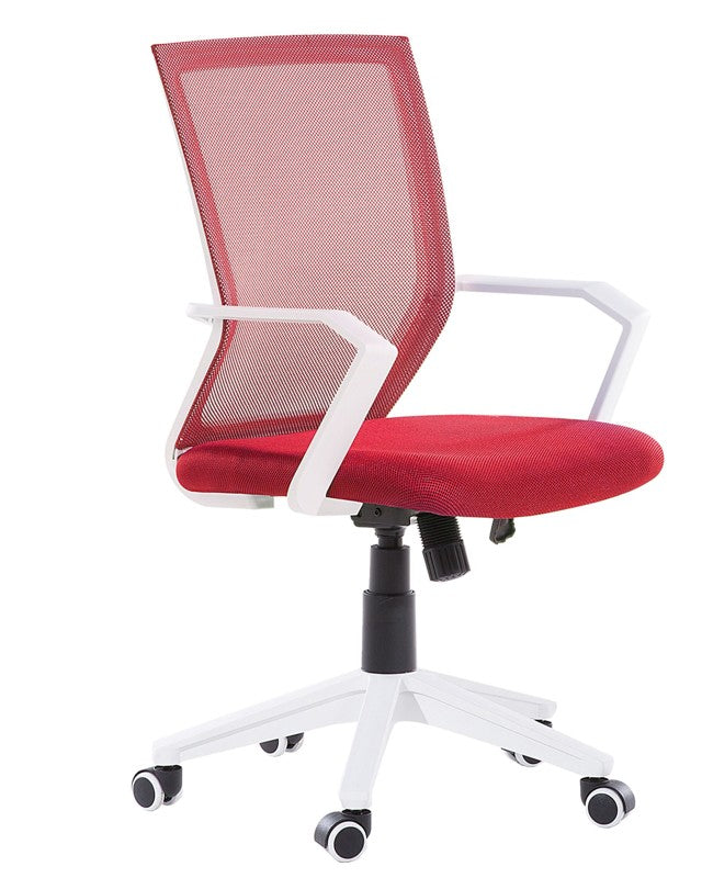 Office Chair Red Mesh White Frame Swivel Adjustable Beliani