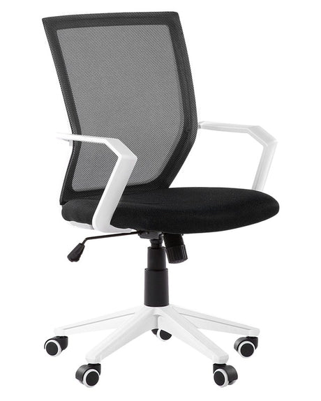 Office Chair Black Mesh White Frame Swivel Adjustable Beliani