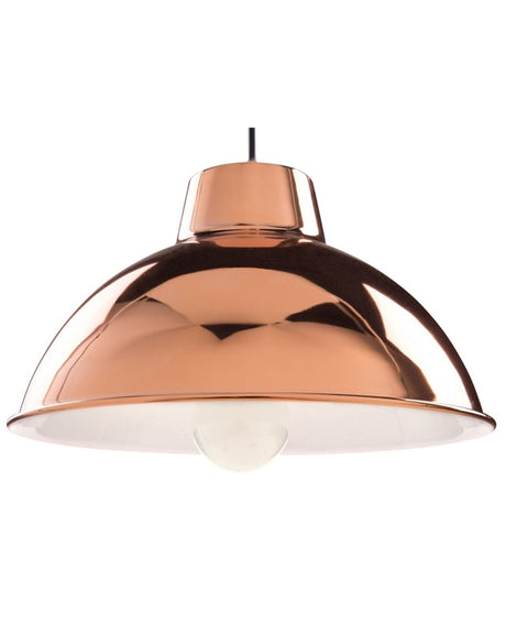 Hanging Light Pendant Lamp Copper High Gloss Shade Geometric Round Industrial Design Beliani