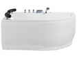 Whirlpool Bath White Sanitary Acrylic LED Illuminated Curved Right Hand Double 158 x 113 cm Beliani