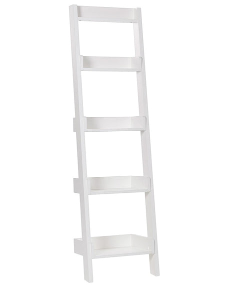 4-Tier Ladder Bookcase White Book Shelf Display Beliani