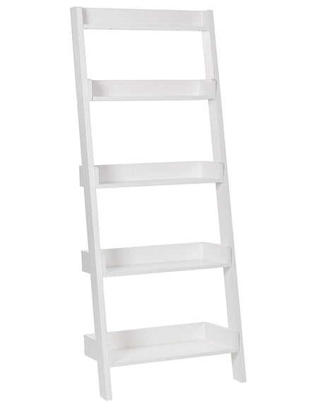 5-Tier Ladder Bookcase White Book Shelf Display Beliani