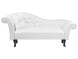 Chaise Lounge White Faux Leather Button Tufted Upholstery Left Hand Rolled Arms with Cushion Beliani