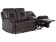 Recliner Sofa Brown 3 Seater Faux Leather Manually Adjustable Back and Footrest Beliani