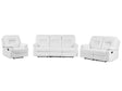 Living Room Set 3 Seater 2 Seater Armchair White Recliner Faux Leather Manually Adjustable Back and Footrest Beliani