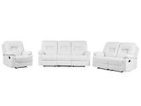 Living Room Set 3 Seater 2 Seater Armchair White Recliner Faux Leather Manually Adjustable Back and Footrest Beliani