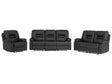Living Room Set 3 Seater 2 Seater Armchair Black Recliner Faux Leather Manually Adjustable Back and Footrest Beliani