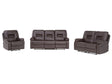 Living Room Set 3 Seater 2 Seater Armchair Brown Recliner Faux Leather Manually Adjustable Back and Footrest Beliani