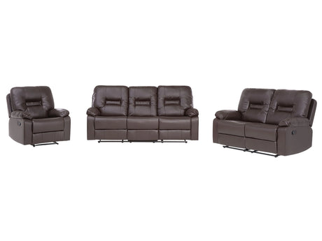 Living Room Set 3 Seater 2 Seater Armchair Brown Recliner Faux Leather Manually Adjustable Back and Footrest Beliani