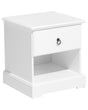 Bedside Table Nightstand White 48 x 43 cm 1 Drawer Open Shelf Rustic Beliani