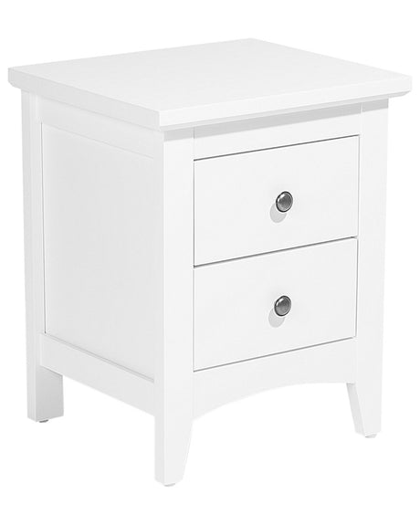 Bedside Table Nightstand White 2 Drawers Retro Beliani