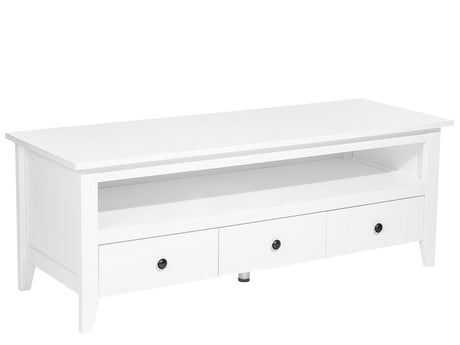 TV Stand White TV Up To 61ʺ Recommended 3 Drawers Cable Management Rustic Beliani