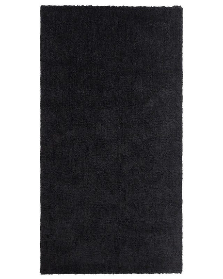 Shaggy Area Rug Black 80 x 150 cm Modern High-Pile Machine-Tufted Rectangular Carpet Beliani