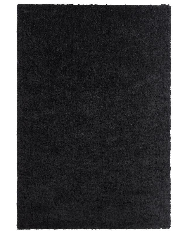 Shaggy Area Rug Black 140 x 200 cm Modern High-Pile Machine-Tufted Rectangular Carpet Beliani