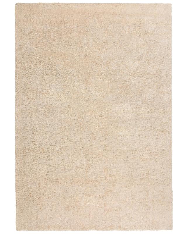 Shaggy Area Rug Beige 140 x 200 cm Modern High-Pile Machine-Tufted Rectangular Carpet Beliani