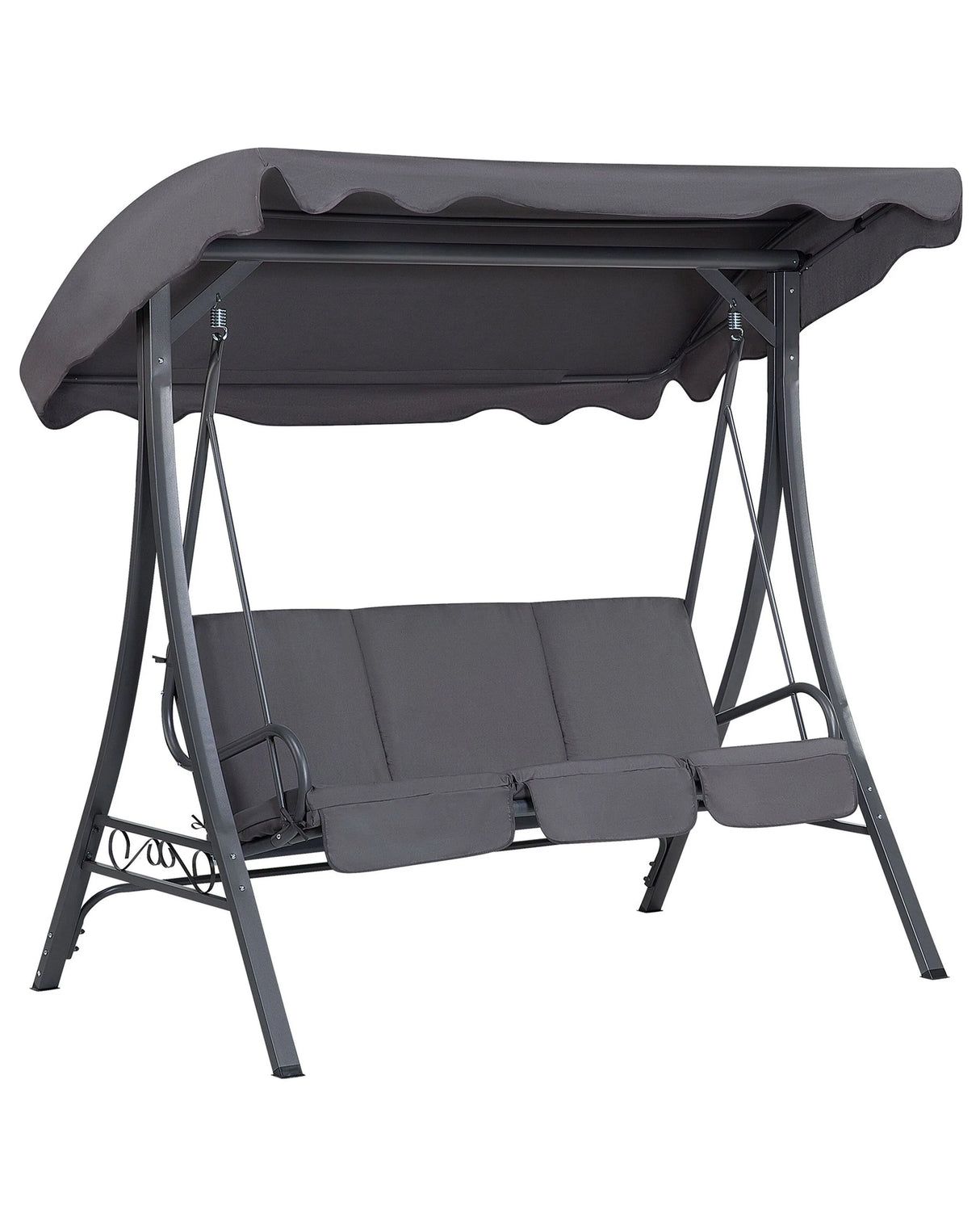Patio Swing Grey Fabric Steel Frame 3 Seater Beliani