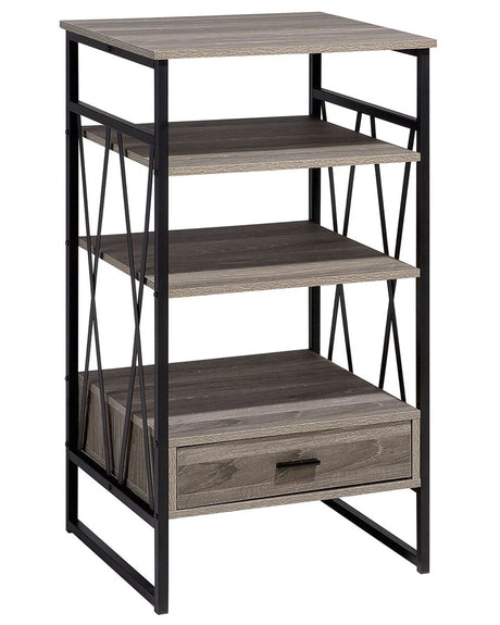 Console Table TV Stand Taupe Wood and Metal 3 Shelves 1 Drawer Home Office Furniture Modern Style Beliani
