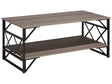 Coffee Table Taupe Wood Top Black Metal Frame Shelf 120 x 61 cm Industrial Style Particle Board Top Living Room Beliani