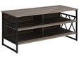 TV RTV Stand Cabinet Dark Wood with Black Metal 4 Shelves Storage Unit Living Room Modern Industrial Beliani