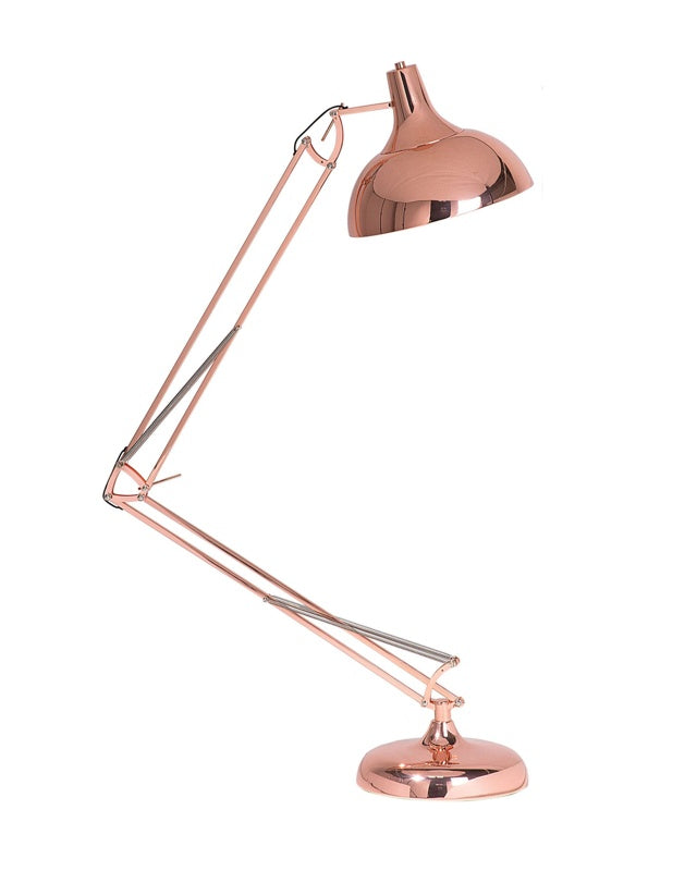 Floor Lamp Copper Metal 175H cm Swing Extending Arm Foldable Industrial Modern Beliani