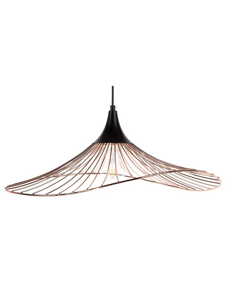 Hanging Light Pendant Lamp Copper with Black Wire Open Shade Metal Industrial Design Beliani