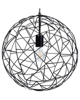 Hanging Light Pendant Lamp Black Wire Open Round Sphere Shade Metal Industrial Design Beliani