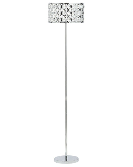 Floor Lamp Silver Metal 160H cm Crystal Drum Shade Modern Glam Beliani