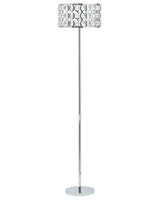 Floor Lamp Silver Metal 160H cm Crystal Drum Shade Modern Glam Beliani