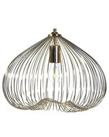 1-Light Pendant Ceiling Gold Metal Shade Cage Wire Industrial Beliani