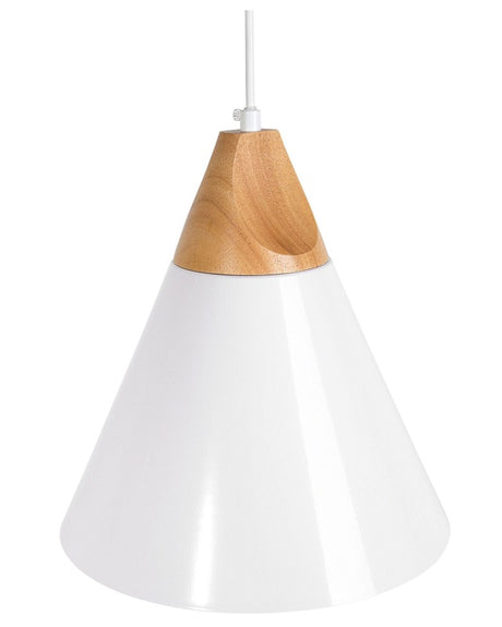 1-Light Pendant Lamp Light White Cone Shade Modern Beliani