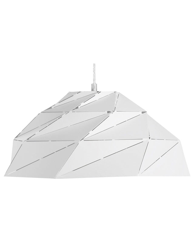 1-Light Pendant Ceiling Lamp White Geometric Shade Beliani