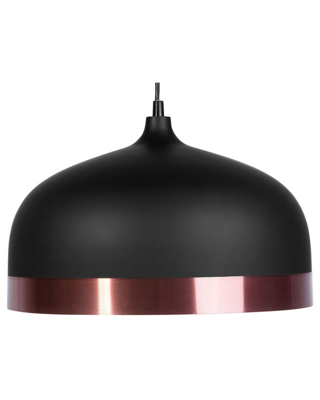 1-Light Pendant Ceiling Black Round Shade Elegant Beliani