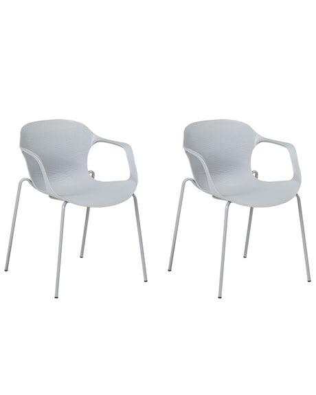 Set of 2 dining Chairs Grey Metal Legs Modern Industrial Style Kitchen Office Beliani