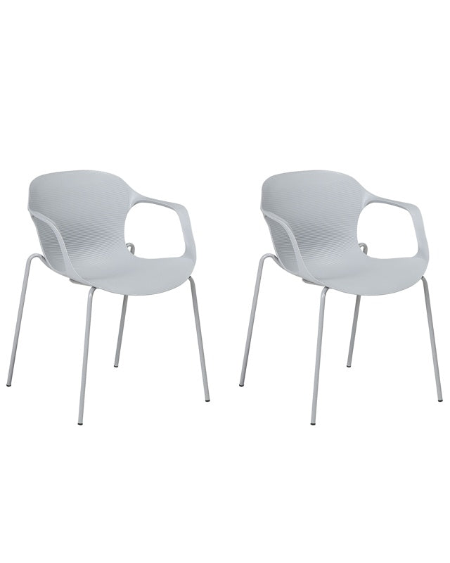 Set of 2 dining Chairs Grey Metal Legs Modern Industrial Style Kitchen Office Beliani