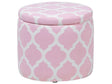 Footstool Pink Round Storage Stool Quatrefoil Trellis Pattern Beliani