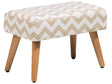 Footstool Beige Cotton with Wooden Legs Chevron Pattern Scandinavian Style Beliani