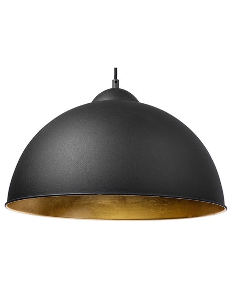 1-Light Pendant Lamp Black Half Globe Metal Industrial Modern Beliani