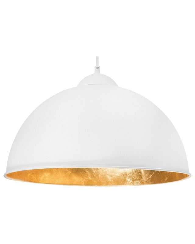 1-Light Pendant Lamp White Half Globe Metal Industrial Modern Beliani