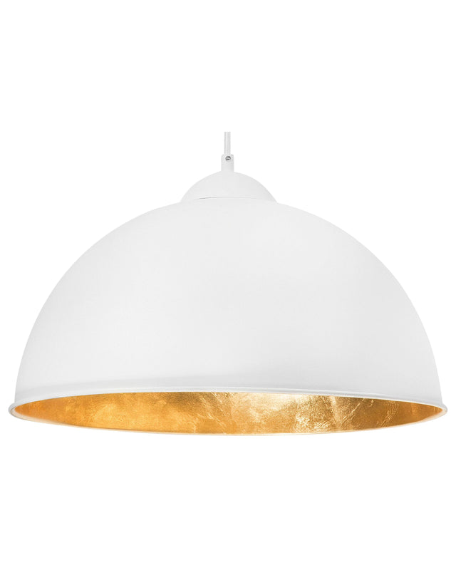 1-Light Pendant Lamp White Half Globe Metal Industrial Modern Beliani