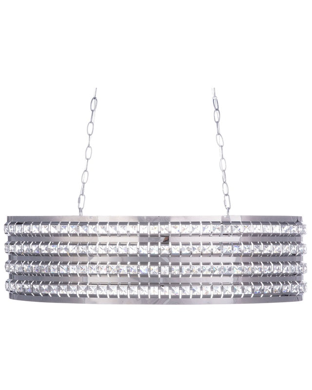 Ceiling Lamp Silver Crystal 108 cm Double Light Glam Beliani