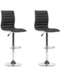 Set of 2 Bar Chairs Black Fabric Seat Silver Frame Counter Height Swivel Adjustable Height Beliani