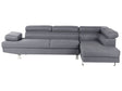 Corner Sofa Grey Fabric L-shaped Adjustable Headrests and Armrests Beliani