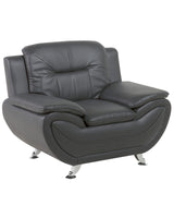 Armchair Grey Faux Leather Pillow Top Arms Modern Silver Metal Legs Beliani
