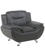 Armchair Grey Faux Leather Pillow Top Arms Modern Silver Metal Legs Beliani