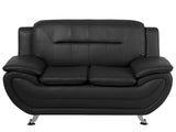 2 Seater Sofa Black Faux Leather Pillow Top Arms Modern Beliani