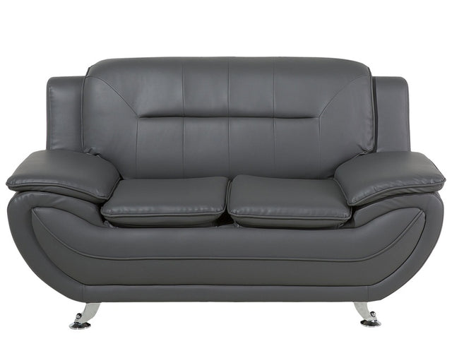 2 Seater Sofa Grey Faux Leather Pillow Top Arms Modern Beliani