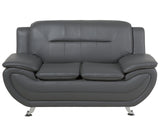 2 Seater Sofa Grey Faux Leather Pillow Top Arms Modern Beliani